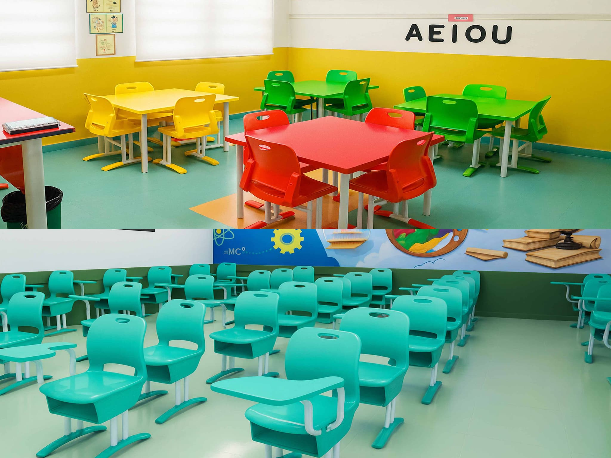 Salas de aula climatizadas com ar-condicionado e recursos multimídia